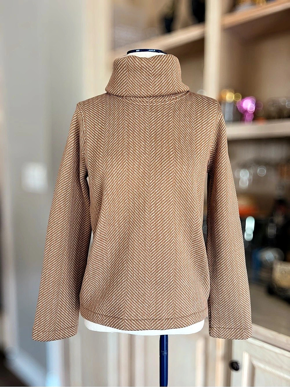 J.Crew Camel Fleece Herringbone Turtleneck Pullover Sweater